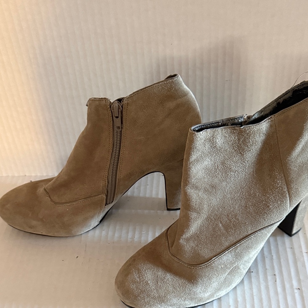 Nine West Beige Suede Ankle Booties